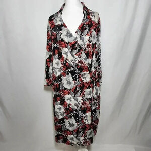 The Limited Black and Red Floral Long Sleeve Dress
